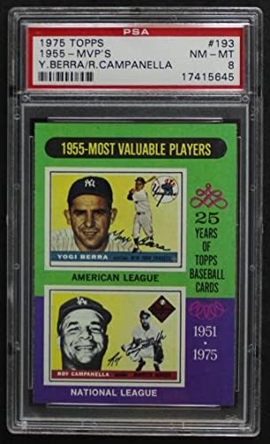 1975 TOPPS 193 1955 MVPS YOGI Berra/Roy Campanella Yankees/Dodgers PSA 8.00 Yankees/Dodgers