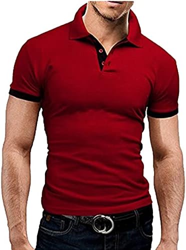Camisas pólo para homens de manga curta masculina camisetas de fit slim slim contraste camisetas de retalhos coloridas