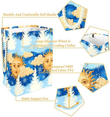 Sol de Incomer com o Face and Cloud Snowflake Pattern 300D Oxford PVC Roupas à prova d'água cesto de roupa grande para cobertores Toys no quarto