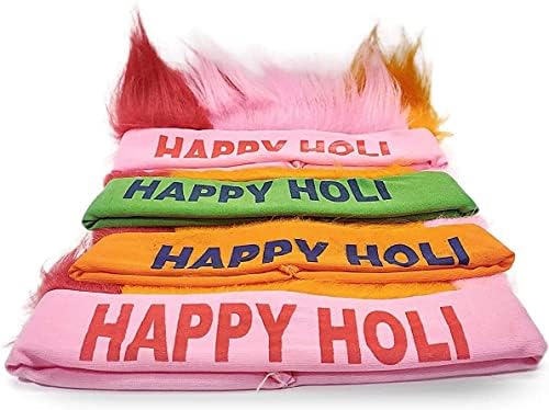 Genieland Men Mulheres Multicolor Happy Holi Funny Hair Style Topi Holi Hai Caps HAT HAT INDIAN FESTIVAL PARTE APRESSA CRIANÇAS