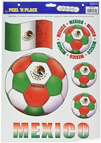 Beistle 54452-MEX 6 peças México Ball Ball Partle clings-1 folha, multicolorida