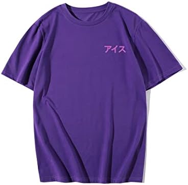 Camisetas masculinas de Knete Men Carta japonesa e uvas impressam camisetas elegantes para homens