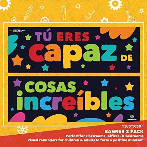 Sproutbrite Pôsteres espanhóis Banner de sala de aula para crianças em idade pré -escolar - decorações para crianças - quadro de avisos e decoração de parede para ensino fundamental e médio
