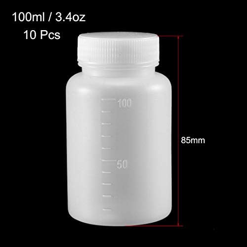 Uxcell Plastic Lab Chemical Reagent Bottle 100ml/3,4 onças de largura amostra de vedação de líquido Recipiente de armazenamento líquido 10pcs