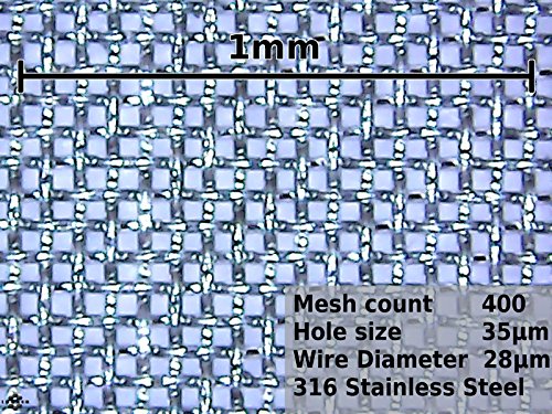 Malha de fio tecido, malha 400 - abertura de 0,035 mm - por inóxia tamanho de corte: amostra