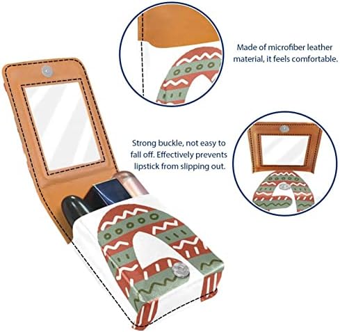 Bolsa de batom de batom de maquiagem de oryuekan com espelho portátil de armazenamento portátil de armazenamento de armazenamento de lipshl Gloss Organizer, desenho animado de Natal uma carta