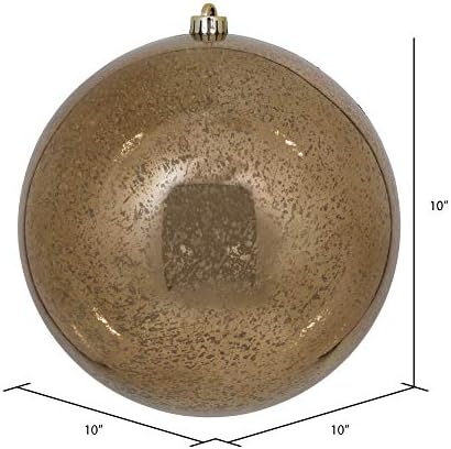Vickerman 10 Bola de ornamento de Natal, acabamento Mocha Shiny Mercury, plástico à prova de quebra, decoração de árvore de Natal de