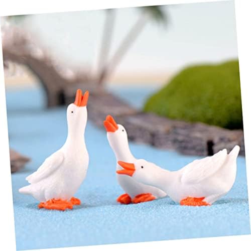Valiclud 6pcs Big White Goose Ornamento Mini Figuras de ganso Animação miniature Ornamento Arte do quintal estatuetas Ornamentos caseiros Modelos de carros de decoração de mesa de jantar