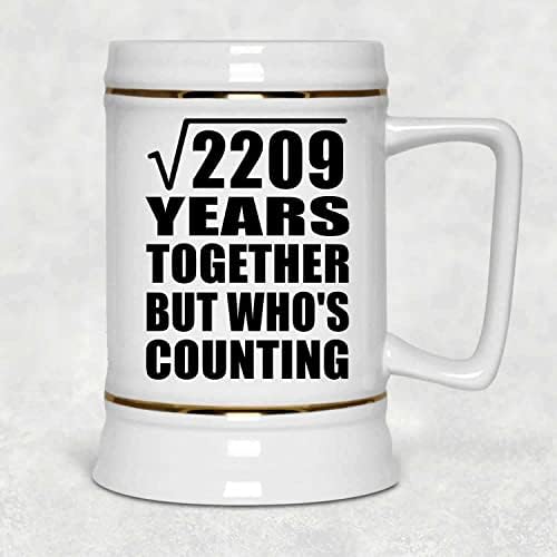 Designsify 47º aniversário Raiz quadrada de 2209 anos que contagem de 22 onças de cerveja caneca de caneca de cerâmica com alça para freezer, presentes para aniversário de aniversário de Natal dos pais do Natal