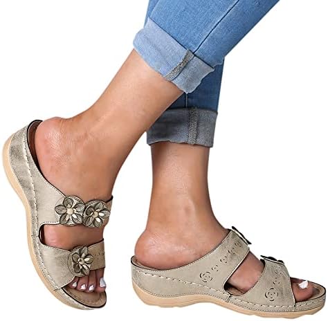 Sapatos uqghqo para sandálias femininas, mulheres deslizam em cunhas sandálias plataforma boho sandálias confortáveis ​​sandálias