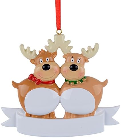 Casal de renas personalizado Ornamento de Natal - Casal de veados Ornamento - Polyresin Deer Christmas Tree Decor - Durável Família Ornamento