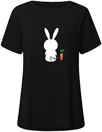 Tops femininos coelho fofo 2023 Camisas de Páscoa de verão de tamanho curto de manga curta longa camisa de camisa de férias de férias