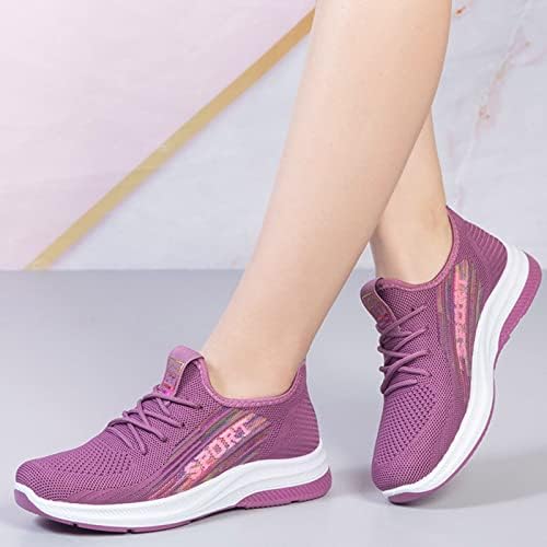 Sapatos de moda de malha respiráveis ​​Senhoras confortáveis ​​up tênis casuais femininos tênis femininos tamanho 6