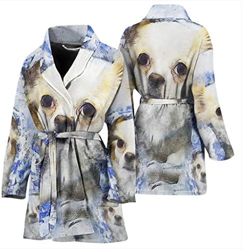 Fofo chihuahua cachorro cor arte imprimir manto de banho feminino