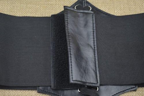 PMUYBHF Cinturão de cintura de couro preto para mulheres, cinto de gravata elástico largo para vestidos 7 polegadas