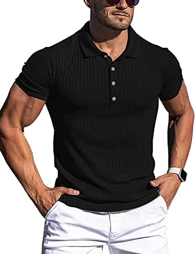 Logeeyar masculino Slim Fit Muscle Polo Polo