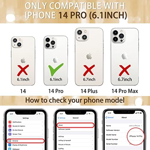 Petitiano para o iPhone 14 Pro Case, Meninas fofas Meninas de ouro de ouro projetado para iPhone 14 Pro, tampa do telefone