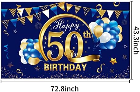 Kit de decorações de 50º aniversário de ouro azul para homens, grande feliz aniversário de 50 anos de festas de festas de