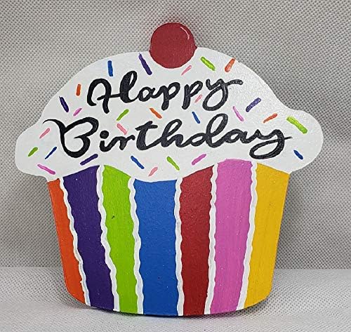 Cupcake recorte inacabado Wood Birthday Party Door Hanger todos os dias mdf forma de tela estilo 1