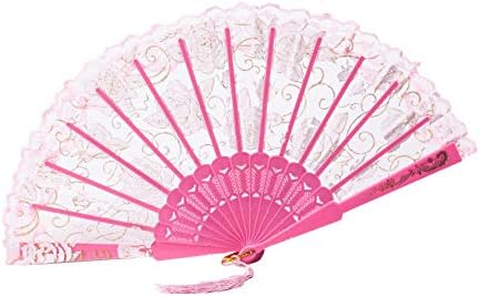 Sepwedd 30pcs Rose renda floral dobrável fãs de mão chinesa retrô dobring fã de noiva adereços de dança de igreja festas de presente