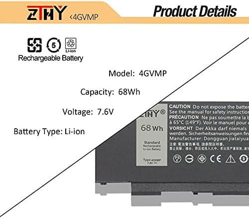 4GVMP Laptop Bateria compatível com Dell Latitude 5400 5500 Precisão 3540 Inspiron 7590 2-1 Inspiron 7591 2-1 Inspiron 7791 2-1 P84F