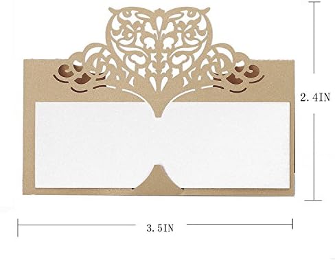 60pcs Lace Wedding Place Cards de mesa personalizada Decoração de recepção com cartolina Biege-Gold Lace Pattern para favores de casamento, festa