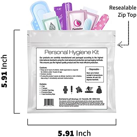 Kit menstrual all-in-one | Conveniência em movimento | Pacote de kit de período único para viajar, adolescentes e adolescentes | Produtos de higiene feminina embrulhada individualmente