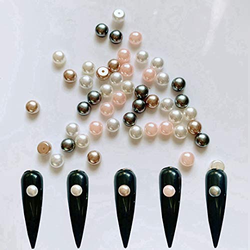 Nail Angel 200pcs/saco de 6mm unhas arte lhaf-back de meia bola de pérola mistura colorida uil art pearl deco 3d