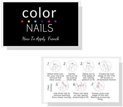 Nails coloridos Como aplicar o cartão de aplicação de unhas francesas | 50 pacote | Cartão de visita 2x3.5 polegadas | Design de pregos