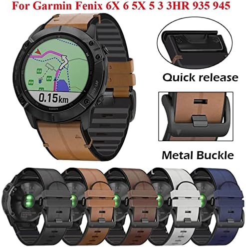 Houcy Quickfit Watch Strap for Garmin Fenix ​​7 7x 6 6x Pro 5x 5 mais 3HR 935 945 S60 Silicone de couro genuíno Relógio