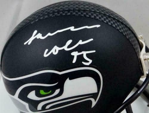 LJ COLLIER Autografou Seattle Seahawks Mini Capacete - Prova Auth *White - Mini capacetes da NFL autografados