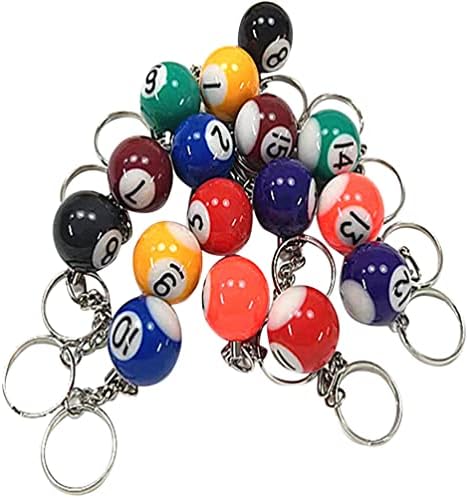 Sosoport 16pcs Billiard Ball Keychains, cadeias -chave de bilhar, encantos de Keyring de bola de bilhar, keychains