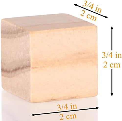 Cubos de madeira 3/4 polegadas pequenos blocos de madeira para artesanato 2 cm Bloco quadrado de madeira natural inacabada para projetos de bricolage e fabricação de quebra -cabeças