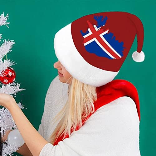 Mapa de bandeira da Islândia chapéu de Natal para o capim para adultos unissex Comfort Classic Xmas Cap para férias de festa de