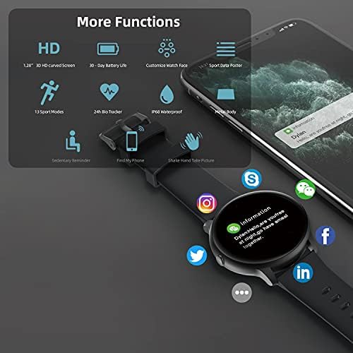 IMILAB Smartwatch, KW66 Fitness Tracker, tela de toque completa Bluetooth IP68 Relógio inteligente à prova d'água, monitor de frequência