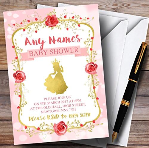 Convites de princesa rosa convites do chá de bebê
