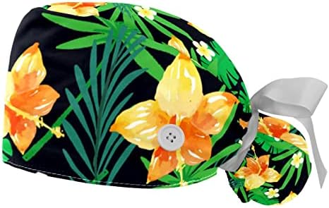 Niaocpwy Cap com botões, chapéu cirúrgico ajustável Bandagem elástica Tie Back Hats