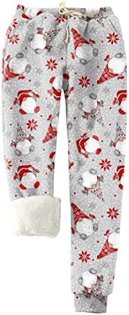Leggings de lã para mulheres com cintura alta as calças de árvore de Natal macias de árvores de Natal, nuvens macias de lã de lã para mulheres