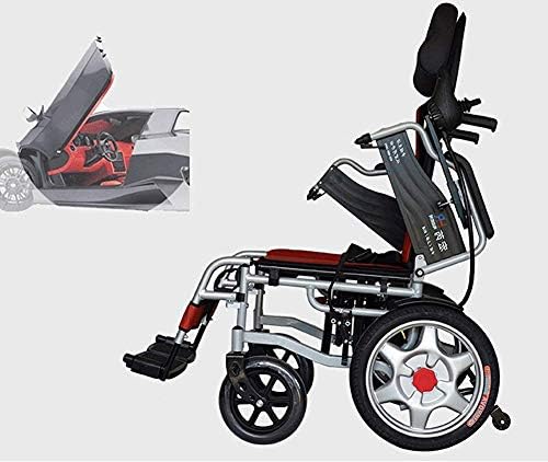 Neochy Fashion Cadeira de rodas portátil Cadeiras elétricas Cadeiras dobráveis ​​traseiro Automático Viagem de freio automático Cadeia de rodas com apoio de cabeça ajustável reclinável