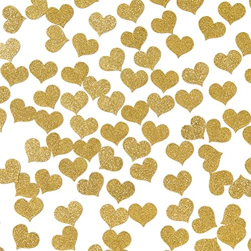 Confetti de papel de casamento de ouro, círculo de coração Dots Glitter Party Table Confetti para noivado de casamento decoração do dia dos namorados supila 200pc 1,2 polegada
