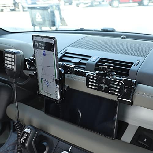 Piugilh ajuste para o Land Rover Defender 90 110 130 2020 2021 2022 2023 Montagem multifuncional do telefone, suporte para o painel do painel de painel para o suporte para o painel do painel de carro, suporte para o handsfree phone, preto