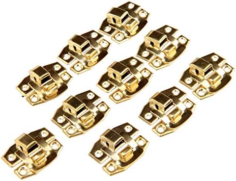 Door Hasp Latch 10Pcs Antique Gold Iron Hasp Latch Decorative Jewelry Wine Wooden Box Lock Suitcase Cabinet Buckle Hook