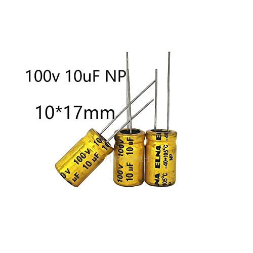 Capacitor 10UF 100V, 10 PCs 10mm x 17mm Capacitor eletrolítico não polarizado 100V 10UF NP Capacitor BP