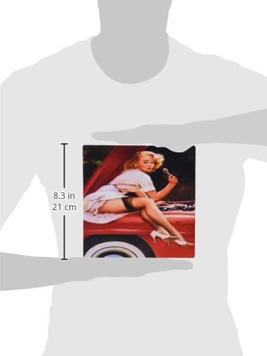 3drose LLC 8 x 8 x 0,25 polegadas mouse blide, imagem da famosa pintura de Elvgren Pinup, garota trabalhando no carro -