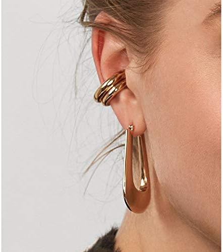Punhos de orelha grossos de fomissky para orelhas não perfuradas 2 tamanho por conjunto, brincos exclusivos de mangueira de orelha de jóias boho banhadas a ouro
