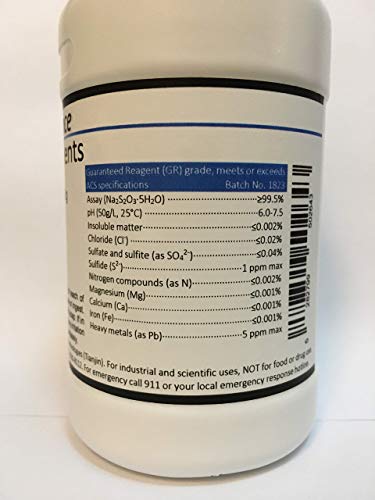 Tiossulfato de sódio pentahidrato Na₂s₂o₃ · 5h₂o 99,5+% gr acs grau 250/500 g CAS No. 10102-17-7 Aadvance Instruments