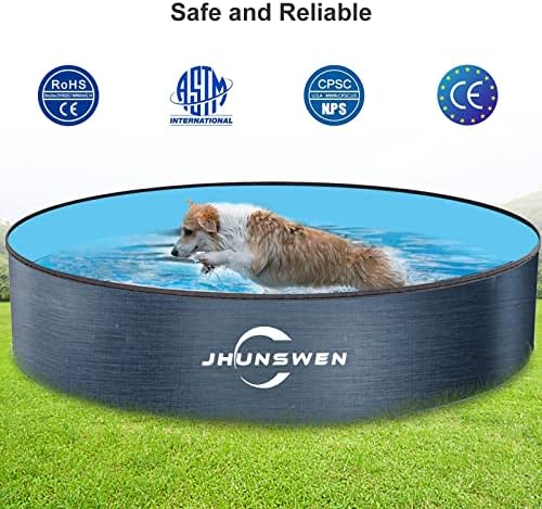 Piscina de cães para cães grandes, Jhunswen 63 '' portátil Pet Kiddie piscina colapsível para casa no quintal, banheira