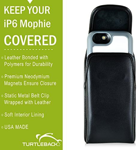 Coldre de tartaruga compatível com iPhone 6 6s com suco pacote h2pro preto cinto vertical bolsa de couro com clipe de cinto executivo