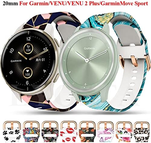 Ahgdda de 20 mm Banda oficial de silicone para Garmin Move Sport Strap Watch Band para Garmin Venu 2 Plus Sq Pulseira Pulseira