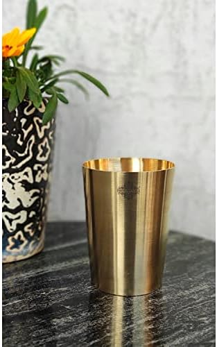 Indian Art Villa Pure Brass Matt acabamento Tumbler Volume-10 oz, cor de ouro, drinkware, service, conjunto de 4